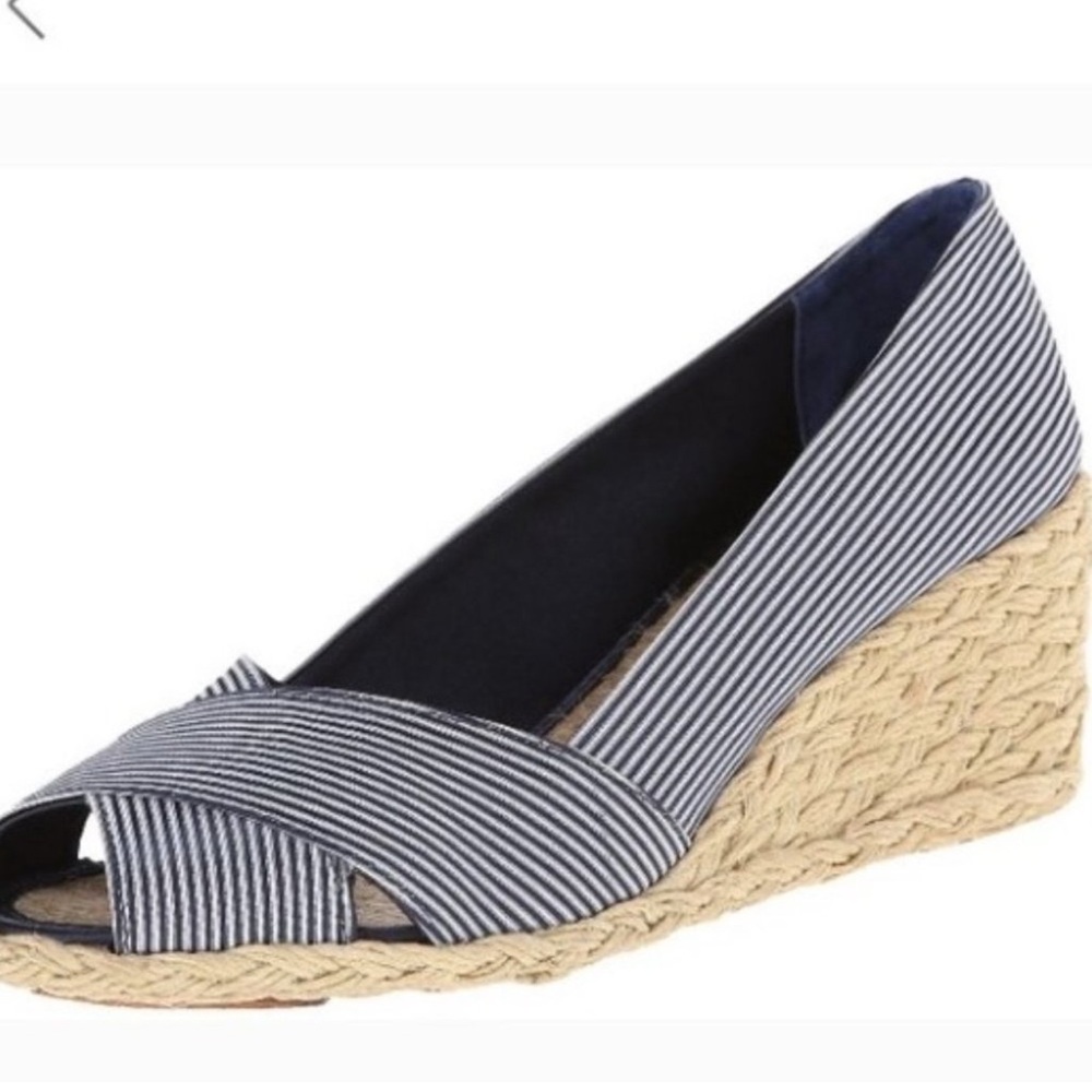 Polo by Ralph Lauren Navy Striped Wedges 0014